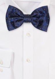 Navy Check Weave Bowtie