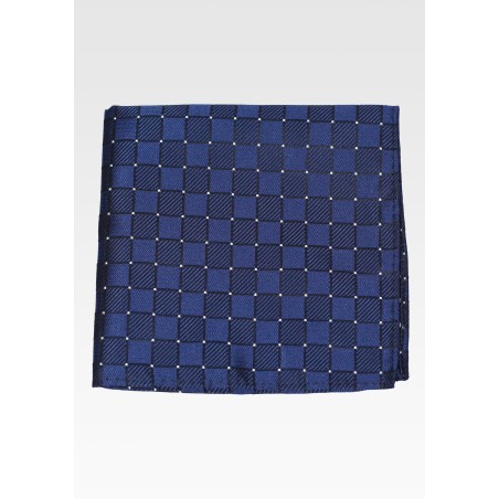 Navy Woven Check Pocket Square