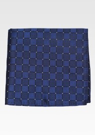 Navy Woven Check Pocket Square