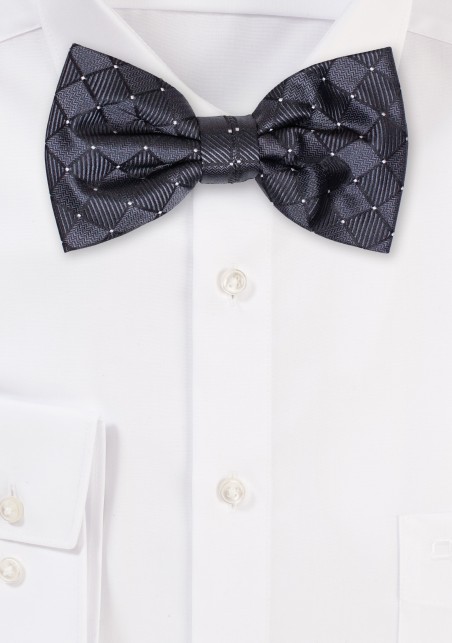 Black Check Weave Bowtie