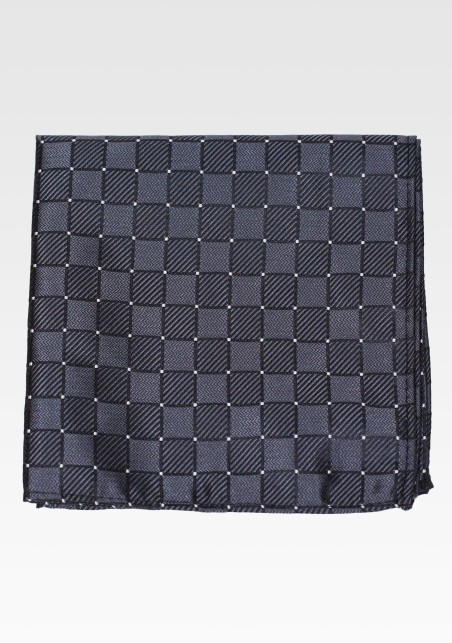 Black Woven Check Pocket Square