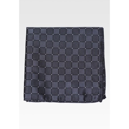 Black Woven Check Pocket Square