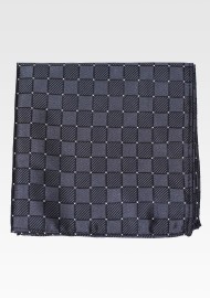 Black Woven Check Pocket Square