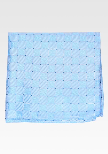 Sky Blue Woven Check Pocket Square