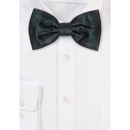 Dark Green Check Weave Bowtie