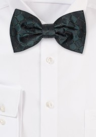 Dark Green Check Weave Bowtie