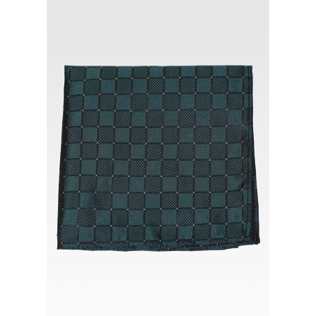 Tarragon Green Woven Check Pocket Square