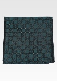 Tarragon Green Woven Check Pocket Square