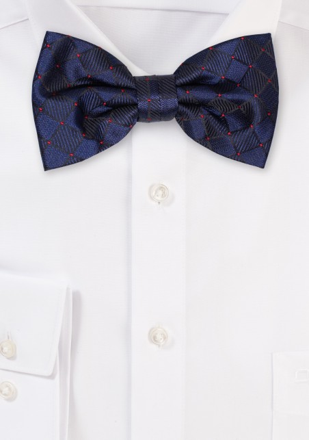 Royal Blue Check Weave Bowtie