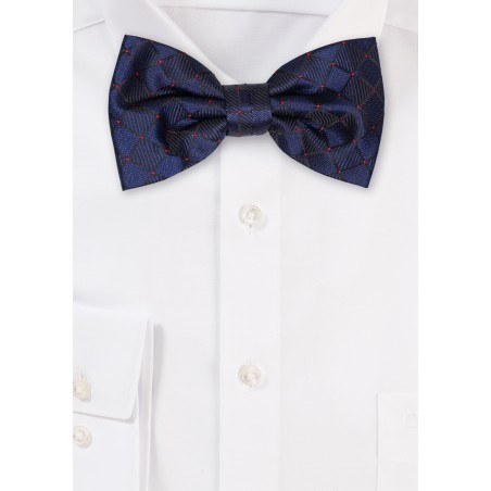Royal Blue Check Weave Bowtie
