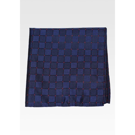 Marine Blue Woven Check Pocket Square