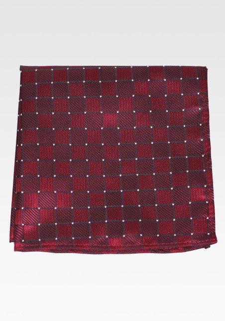 Cabernet Red Woven Check Pocket Square