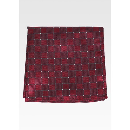 Cabernet Red Woven Check Pocket Square
