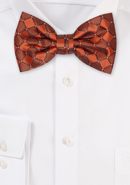 Copper Check Weave Bowtie