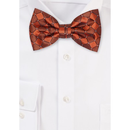 Copper Check Weave Bowtie