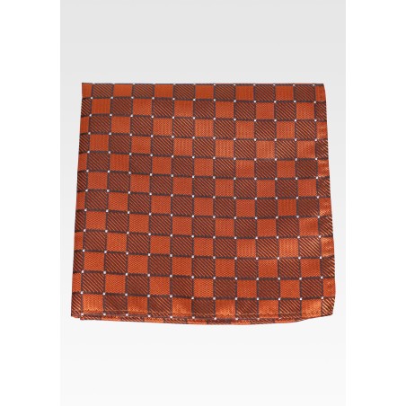 Burnt Orange Checkered Pocket Square