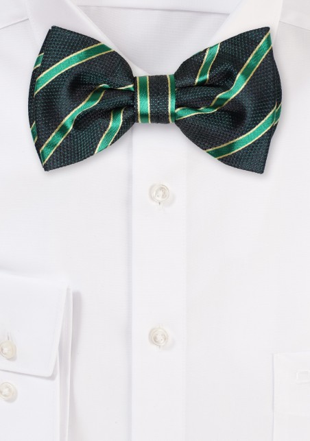Green Striped Bow Tie