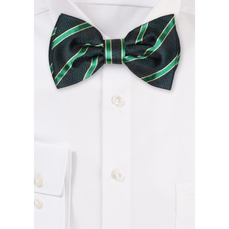 Green Striped Bow Tie
