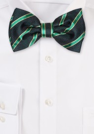 Green Striped Bow Tie