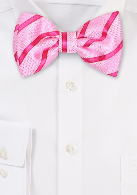 Pink Striped Bow Tie
