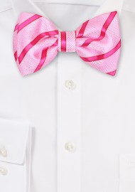 Pink Striped Bow Tie