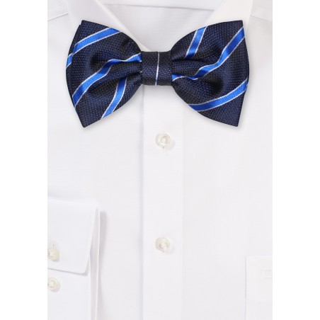 Navy Blue Striped Bowtie