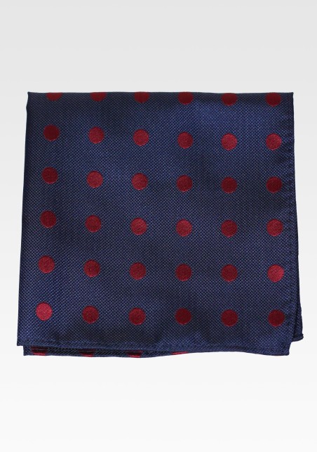 Navy and Wine Polka Dot Pocket Square