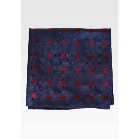 Navy and Wine Polka Dot Pocket Square