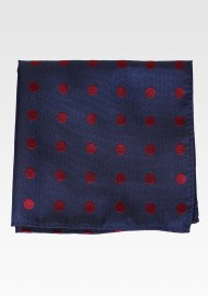 Navy and Wine Polka Dot Pocket Square