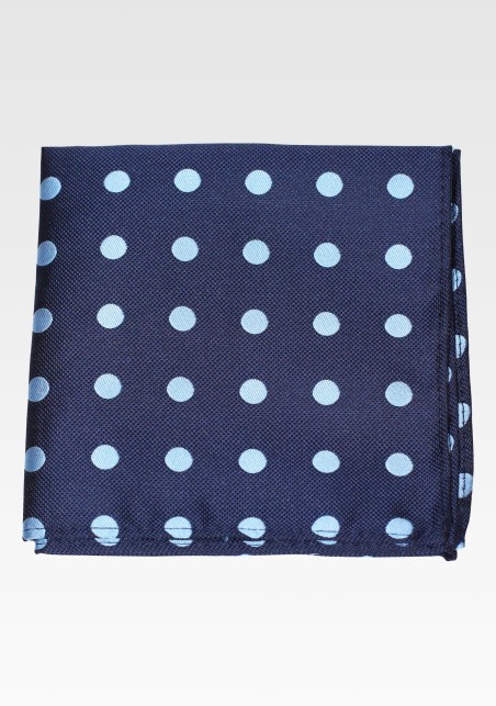 Navy and Light Blue Woven Polka Dot Hanky