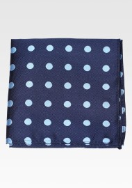 Navy and Light Blue Woven Polka Dot Hanky