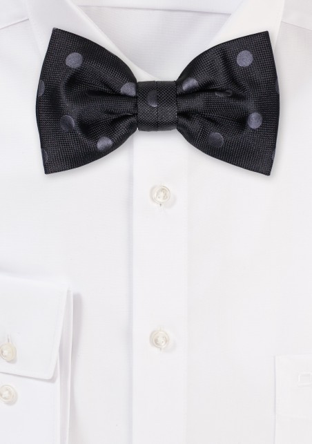 Black and Gray Polka Dot Bow Tie