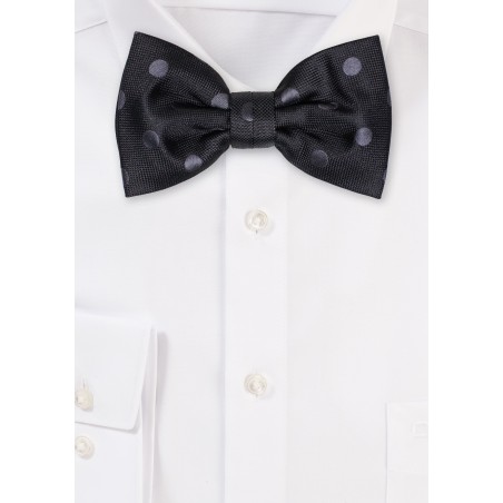 Black and Gray Polka Dot Bow Tie