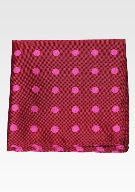 Wine and Magenta Polka Dot Pocket Square
