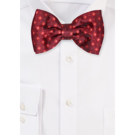 Woven Floral Bowtie in Red and Cherry