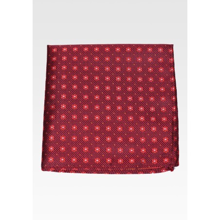 Textured Floral Foulard Pocket Square in Cherry