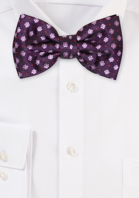 Grape Purple Floral Bowtie