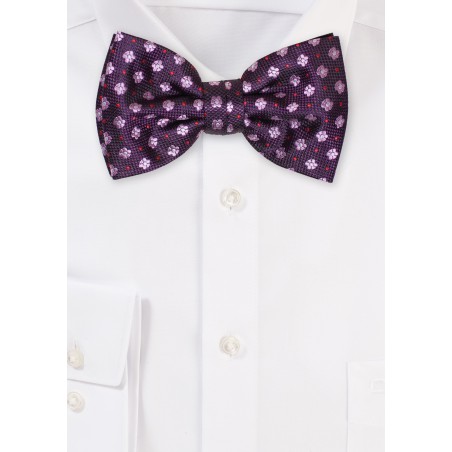 Grape Purple Floral Bowtie