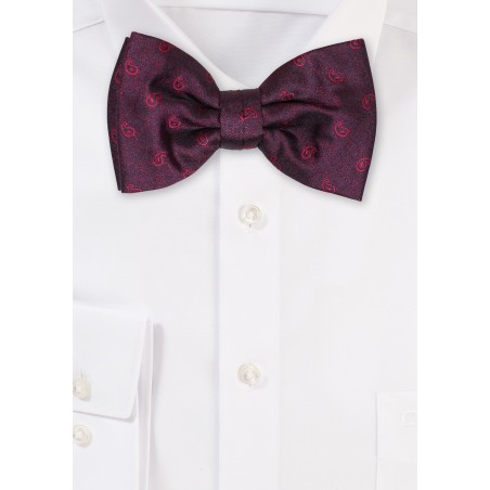 Crimson Red Paisley Bow Tie