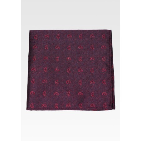 Wine Red Texture Paisley Pocket Square