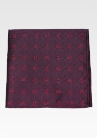 Wine Red Texture Paisley Pocket Square