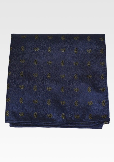Teal and Olive Paisley Pocket Square
