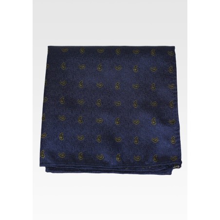 Teal and Olive Paisley Pocket Square