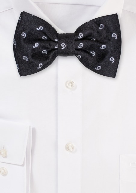 Black and White Paisley Bowtie