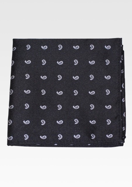 Black and Silver Paisley Hanky