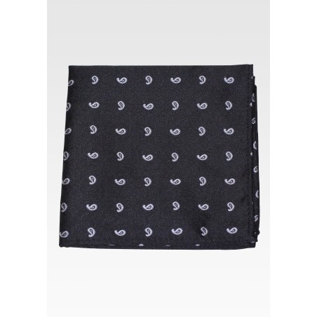 Black and Silver Paisley Hanky