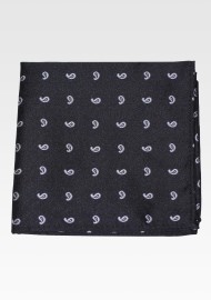 Black and Silver Paisley Hanky