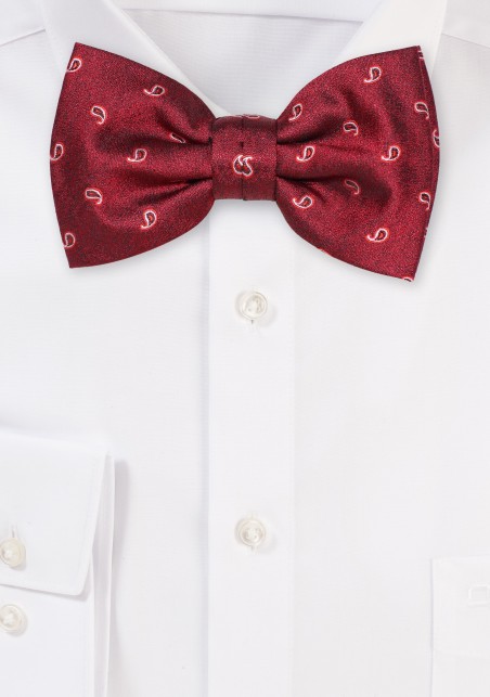 Cherry Red Paisley Bowtie