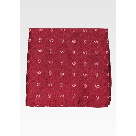 Scarlet Red Paisley Pocket Square
