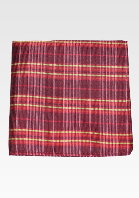 Tartan Check Hanky in Cherry and Gold
